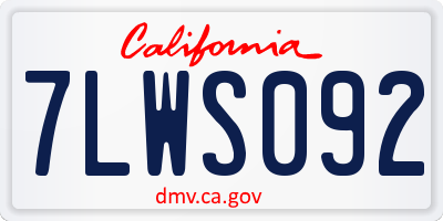 CA license plate 7LWS092