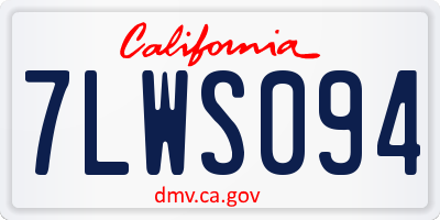 CA license plate 7LWS094