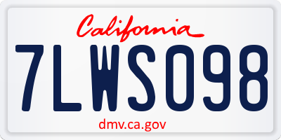 CA license plate 7LWS098