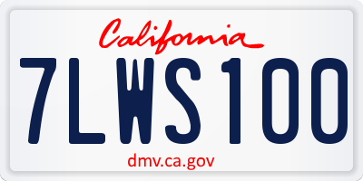 CA license plate 7LWS100