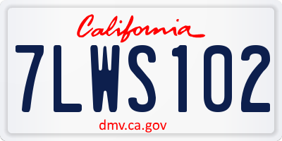 CA license plate 7LWS102