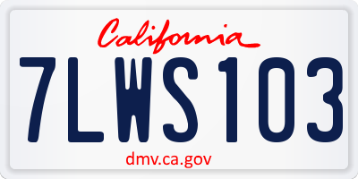CA license plate 7LWS103