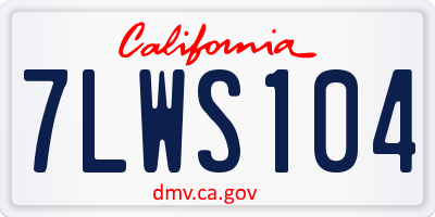 CA license plate 7LWS104