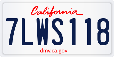 CA license plate 7LWS118