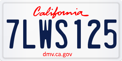 CA license plate 7LWS125