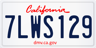 CA license plate 7LWS129