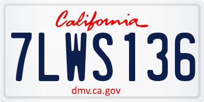 CA license plate 7LWS136