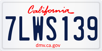 CA license plate 7LWS139