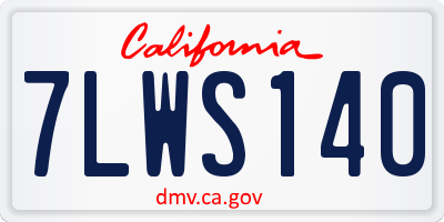 CA license plate 7LWS140