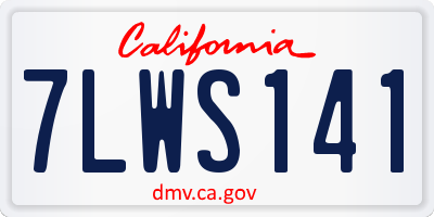 CA license plate 7LWS141