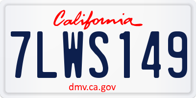 CA license plate 7LWS149