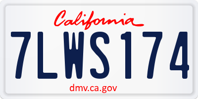 CA license plate 7LWS174
