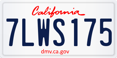 CA license plate 7LWS175