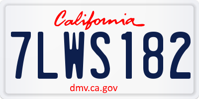 CA license plate 7LWS182