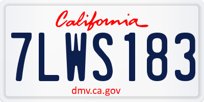 CA license plate 7LWS183