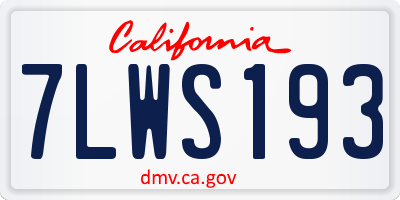 CA license plate 7LWS193