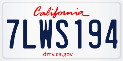 CA license plate 7LWS194