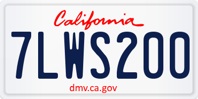 CA license plate 7LWS200