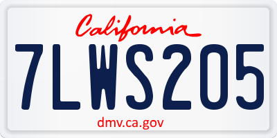 CA license plate 7LWS205