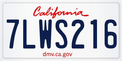 CA license plate 7LWS216