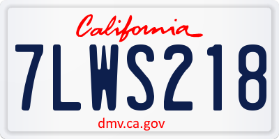 CA license plate 7LWS218