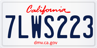 CA license plate 7LWS223