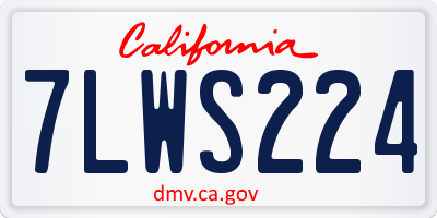 CA license plate 7LWS224