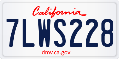 CA license plate 7LWS228