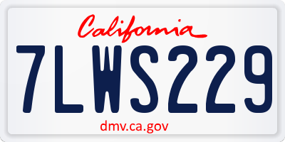CA license plate 7LWS229