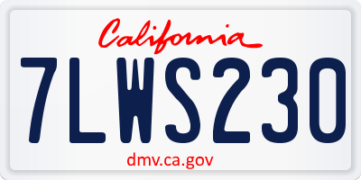 CA license plate 7LWS230