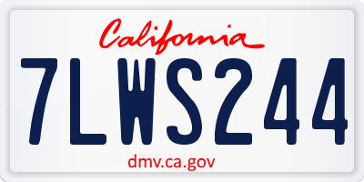 CA license plate 7LWS244