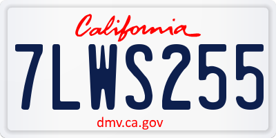 CA license plate 7LWS255