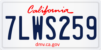 CA license plate 7LWS259