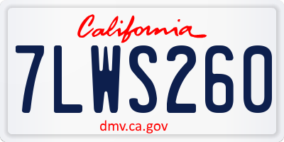 CA license plate 7LWS260