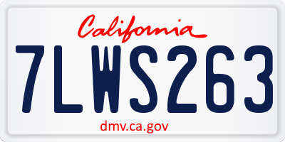 CA license plate 7LWS263