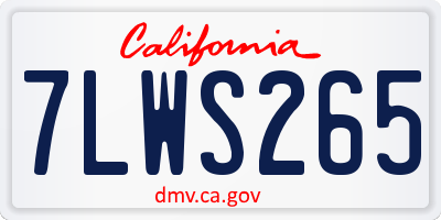 CA license plate 7LWS265