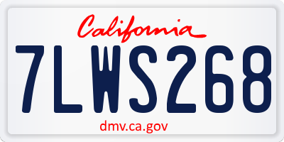 CA license plate 7LWS268