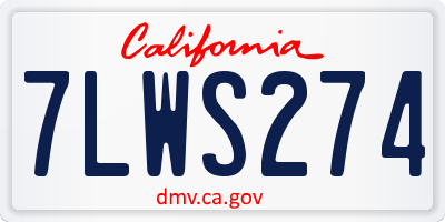 CA license plate 7LWS274