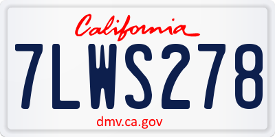 CA license plate 7LWS278