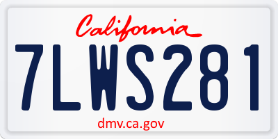 CA license plate 7LWS281