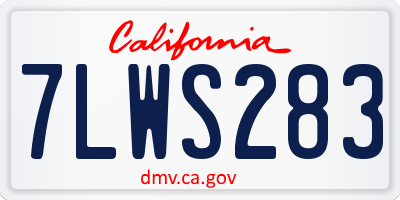 CA license plate 7LWS283