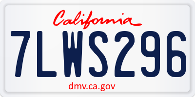 CA license plate 7LWS296