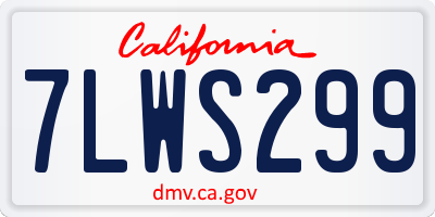CA license plate 7LWS299