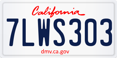 CA license plate 7LWS303
