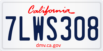 CA license plate 7LWS308