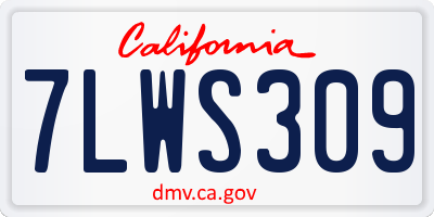 CA license plate 7LWS309