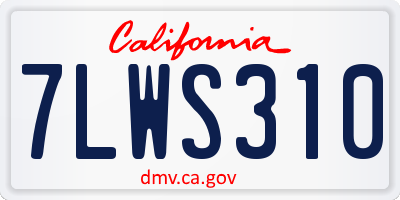 CA license plate 7LWS310