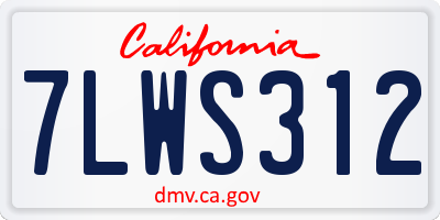 CA license plate 7LWS312