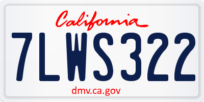 CA license plate 7LWS322