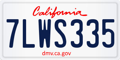 CA license plate 7LWS335